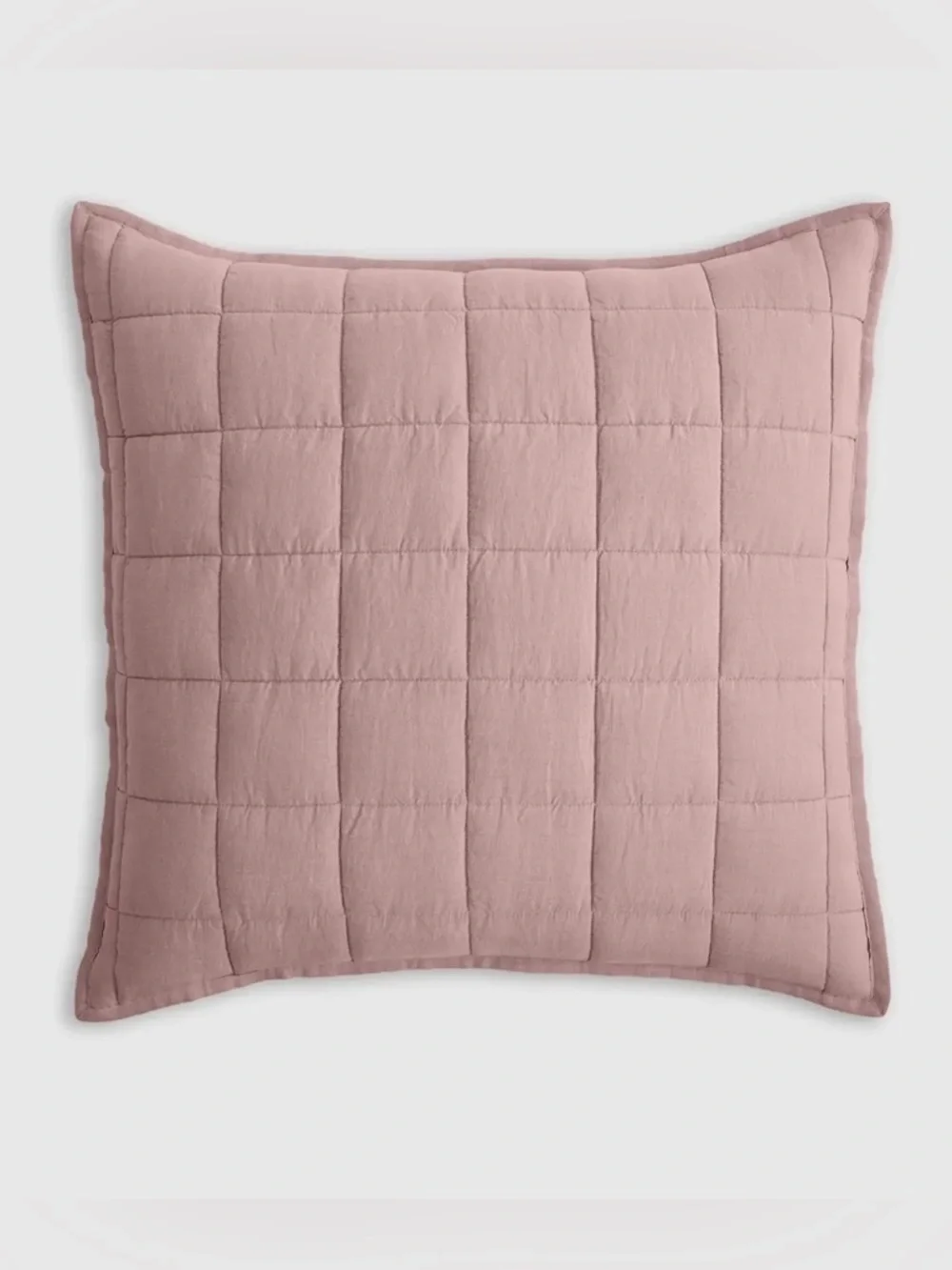 NWOT Quince European Linen Box Quilted Euro Sham in Dusty Mauve
